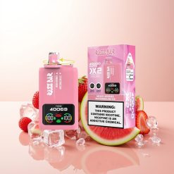 Razz Bar 40000 Morangos Mistos - Gelo de Melancia com Tela de Potência e Bobina em Malha 1.0Ohm 2